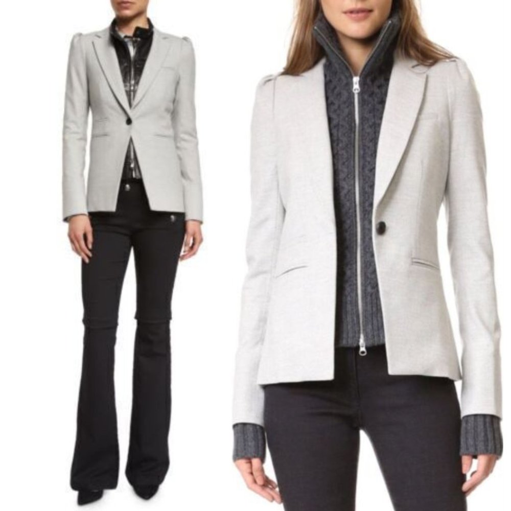 Veronica Beard Bodega Grey Chevron Knit Blazer Jacket in Gray - Size 6